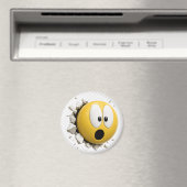 Scaredy 3D Emoji Round Magnet (In Situ (Lave-vaisselle))