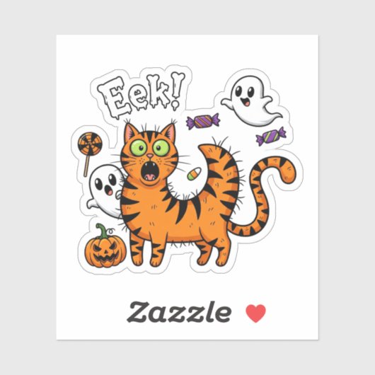 Scaredy Cat - Drôle Sticker Halloween Ghost (Feuille)