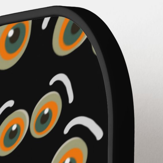 Scaredy Cat Halloween Boo Eyes Bat Pickleball Paddle (Links Detail)