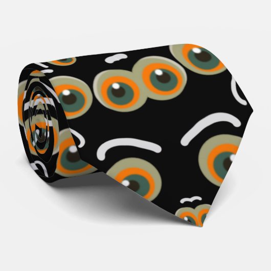 Scaredy Cat Halloween Boo Eyes Bat Stropdas (Opgerold)