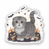 Scaredy Fold - Schattigee Schotse Vouw Halloween Sticker (Voorkant)