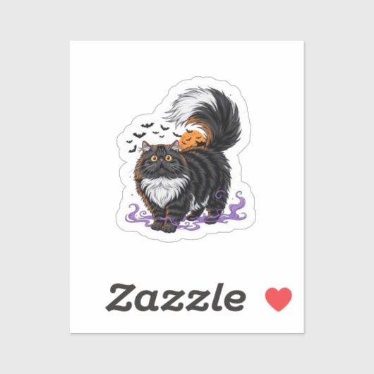 Scaredy Persian - Pluizige Perzische kat Halloween Sticker (Vel)