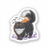 Scaredy Persian - Pluizige Perzische kat Halloween Sticker (Voorkant)