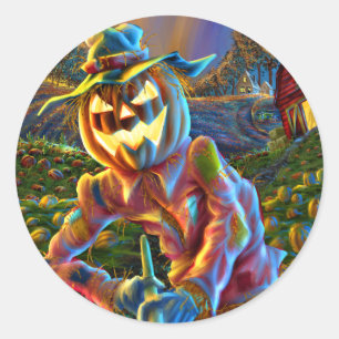 ScareJack O Lantern Scarecrow Ronde Sticker