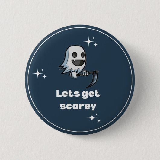 Scarey ghost pin ronde button 5,7 cm (Voorkant)