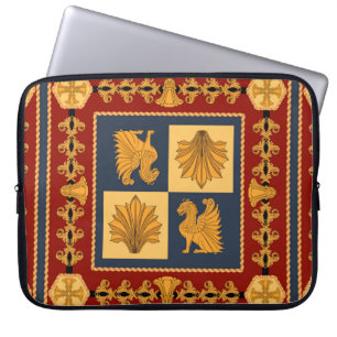 Scarf met gouden leeuwen. Afzonderlijke elementen Laptop Sleeve