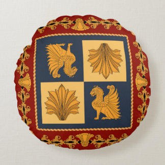 Scarf met gouden leeuwen. Afzonderlijke elementen Rond Kussen