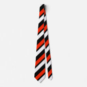 Scarlet Black en White Regimental Stripe Stropdas (Voorkant)