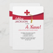 Scarlet Cross Afstuderen Invitation Kaart (Voorkant / Achterkant)