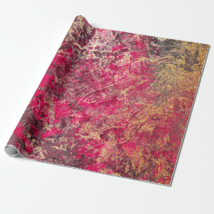 Scarlet en Gold Marble Cadeaupapier