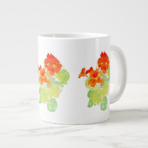 Scarlet en Oranje aquarel Nasturtiums Jumbo Beker