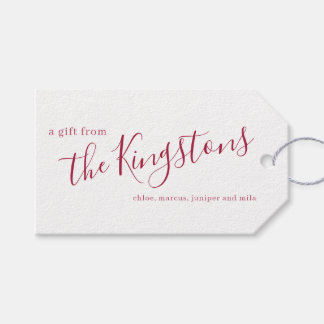 Scarlet Familienaam Script Cadeaus Labels Cadeaulabel