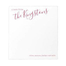 Scarlet Familienaam Script Notitieblok