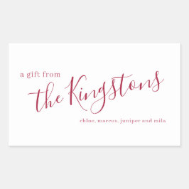 Scarlet Familienaam Script Rechthoekige Sticker