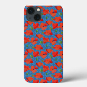Scarlet Field Poppies op Blue iPad Case-Mate Hoesj iPhone 13 Hoesje