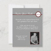 Scarlet & Gray Monogram Fotouitnodiging Kaart (Achterkant)