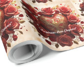 "Scarlet Heart Opulence" Cadeaupapier (Rol Hoek)