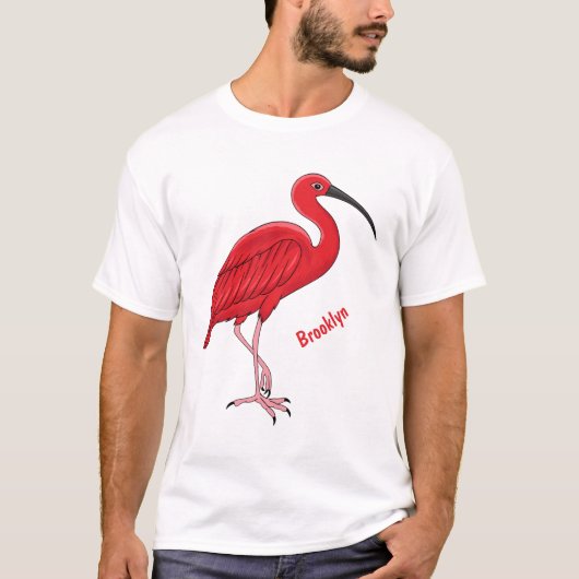 Scarlet ibis cartoon illustratie t-shirt (Voorkant)