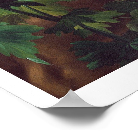 Scarlet Macaw in een landschap (olie op canvas) Poster (Hoek)