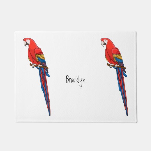 Scarlet macaw parrot cartoon illustratie deurmat (Voorkant)