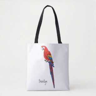 Scarlet macaw parrot cartoon illustratie draagtas