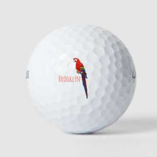 Scarlet macaw parrot cartoon illustratie golfballen