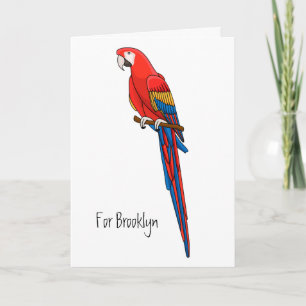 Scarlet macaw parrot cartoon illustratie kaart