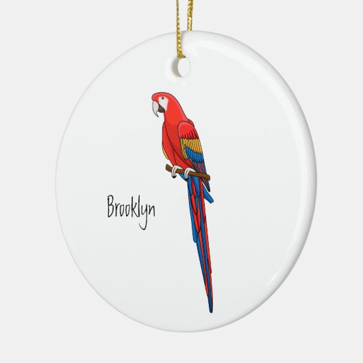 Scarlet macaw parrot cartoon illustratie keramisch ornament (Links)