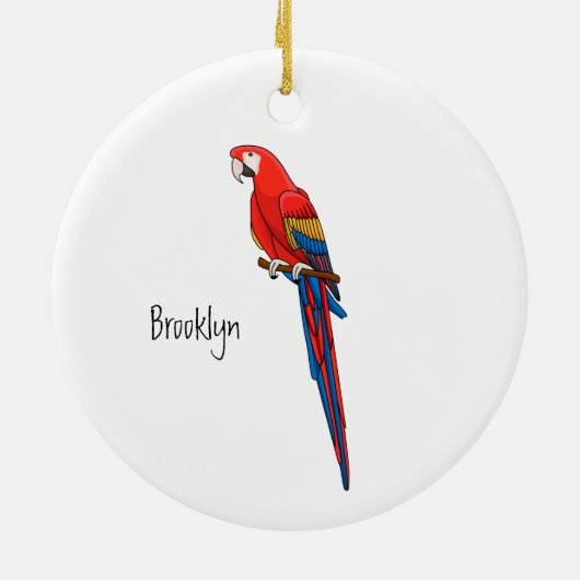 Scarlet macaw parrot cartoon illustratie keramisch ornament (Achterkant)