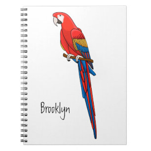 Scarlet macaw parrot cartoon illustratie notitieboek
