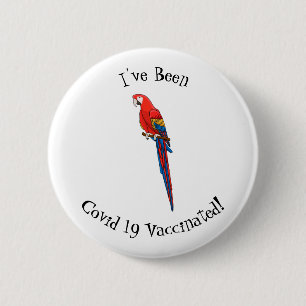Scarlet macaw parrot cartoon illustratie ronde button 5,7 cm
