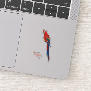 Scarlet macaw parrot cartoon illustratie sticker
