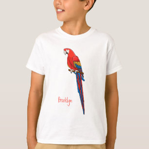 Scarlet macaw parrot cartoon illustratie t-shirt