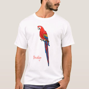 Scarlet macaw parrot cartoon illustratie t-shirt