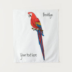 Scarlet macaw parrot cartoon illustratie wandkleed
