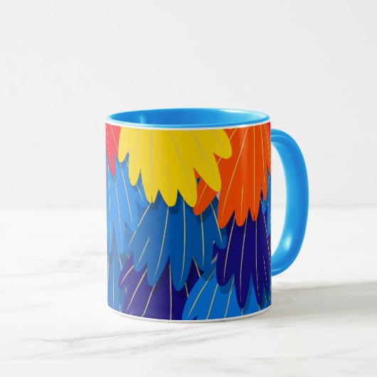 Scarlet Macaw Parrot Feather Pattern Mok (Voorkant rechts)