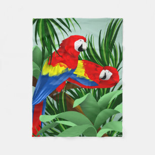 Scarlet Macaw Parrot Lover Gifts Fleece Deken