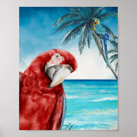Scarlet Macaw Parrot Waterverf Tropisch