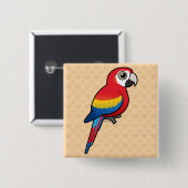 Scarlet Macaw Vierkante Button 5,1 Cm (Voorkant /achterkant)