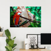 Scarlet Macaw White Parrot Amazon Oerwoud Poster (Thuiskantoor)
