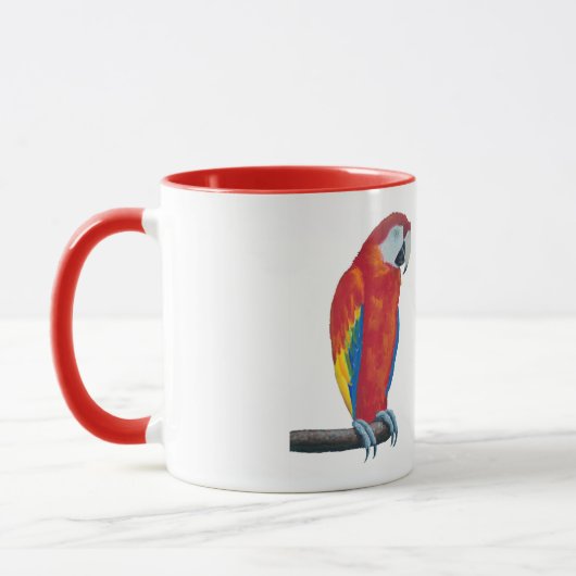 Scarlet Macaw Wildlife Red Ringer Coffee Mug Cup (Gauche)