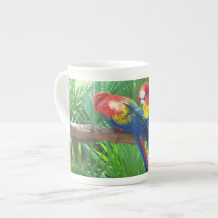 Scarlet Macaws Bone China Mok