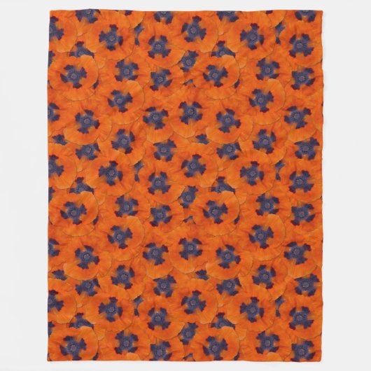 Scarlet Oranje Poppy Seamless Pattern Fleece Deken (Voorkant)
