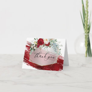 Scarlet Paint Stroke Red Ivory pioenen Bedankkaart