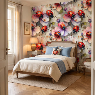 Scarlet Petal Luck Coccinelle Papier Peint Autocol