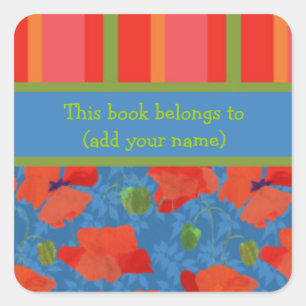 Scarlet Poppies, Strepen Blad van 20 Boekplaten Vierkante Sticker