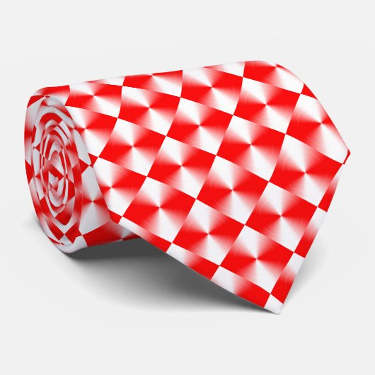 Scarlet Red en White Modern Plays Pattern Stropdas (Opgerold)