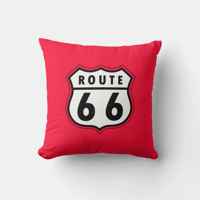 Scarlet Red Route 66 verkeersbord Kussen (Voorkant)