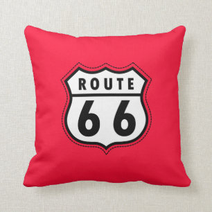 Scarlet Red Route 66 verkeersbord Kussen