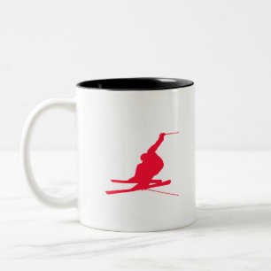 Scarlet Red Snow Ski Tweekleurige Koffiemok